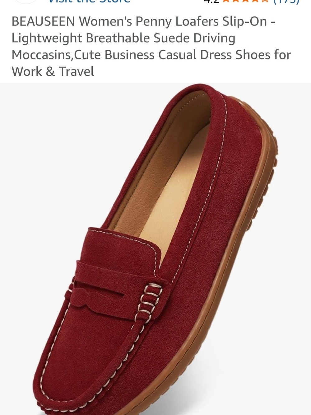 Women's Suede Penny Loafers in Burgundy